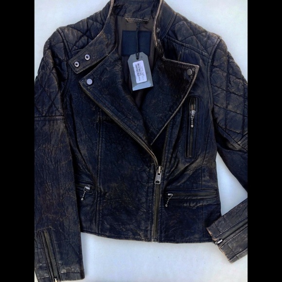 All Saints Quilted Leather Astor Biker Jacket NWT - Picture 2 of 6